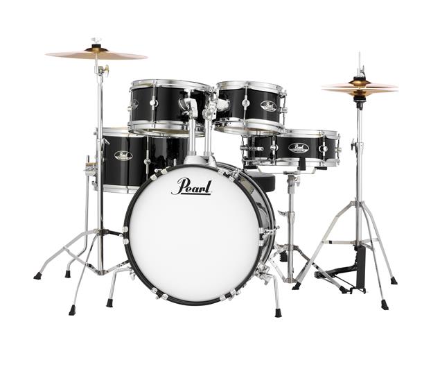 Pearl - Roadshow Junior 5-Piece Drumset w/ 16" Bass Drum, Hardware & Cymbals, Jet Black #RSJ465CC31