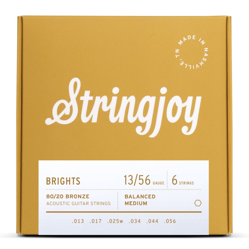 Stringjoy - Medium Gauge (13-56) 80/20 Bronze Acoustic Guitar Strings #SJ-BB1356