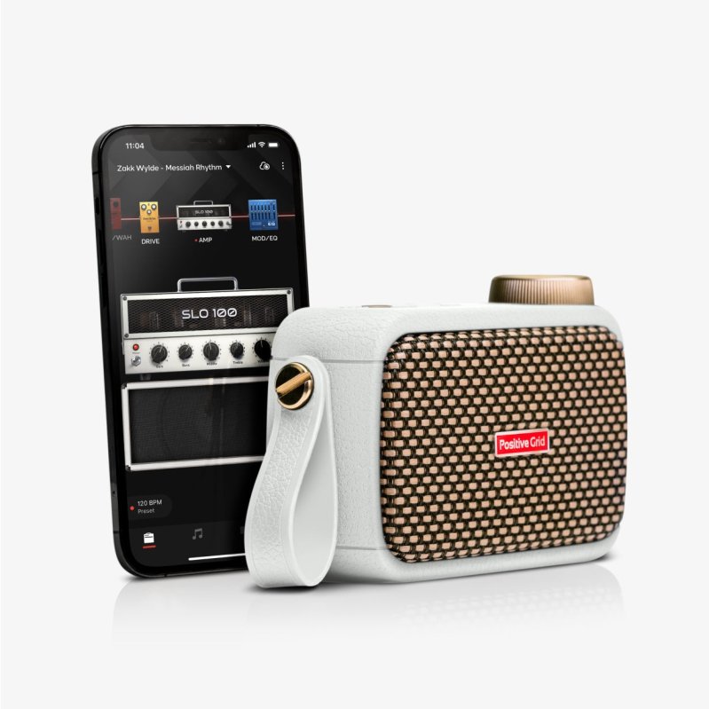 Positive Grid - Ultra-portable Smart Guitar Amp and Bluetooth Speaker, Pearl #SPARK-GO-PRL