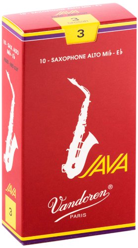 Vandoren - Alto Sax JAVA Red Reeds Strength 3; Box of 10 #SR263R