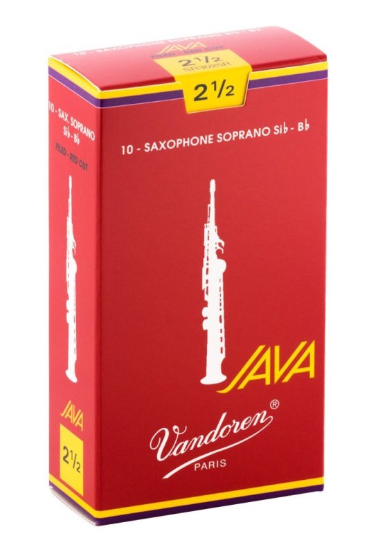 Vandoren - Soprano Sax JAVA Red Reeds Strength 2.5, Box of 10 #SR3025R