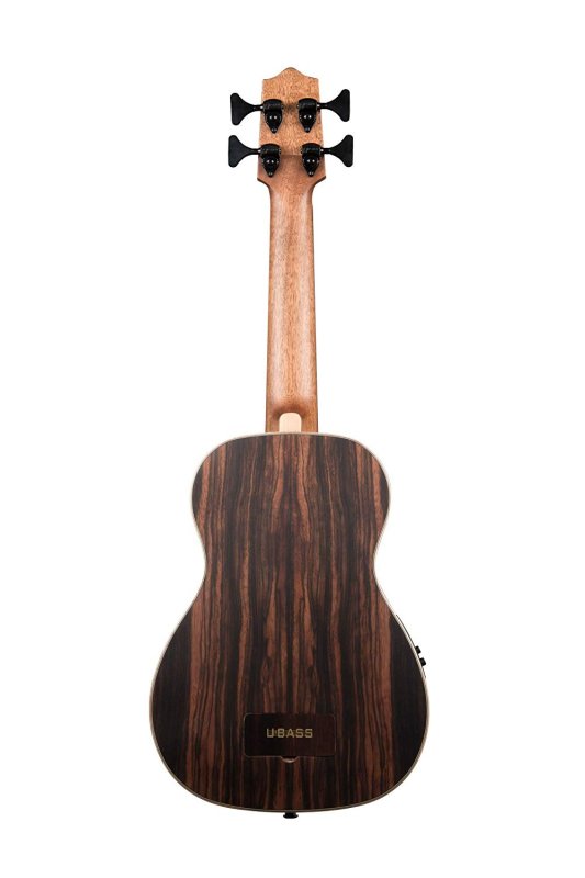 Kala - Striped Ebony Acoustic-Electric with Round Wound Strings #UBASS-EBY-FSRW