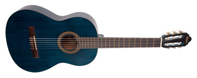 Valencia - 200 Series 4/4 Size Classical Guitar, Transparent Blue Satin #VC204-TBU