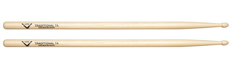 Vater Percussion - 7A Traditional Wood Tip Hickory Drumsticks, Pair #VHT7AW