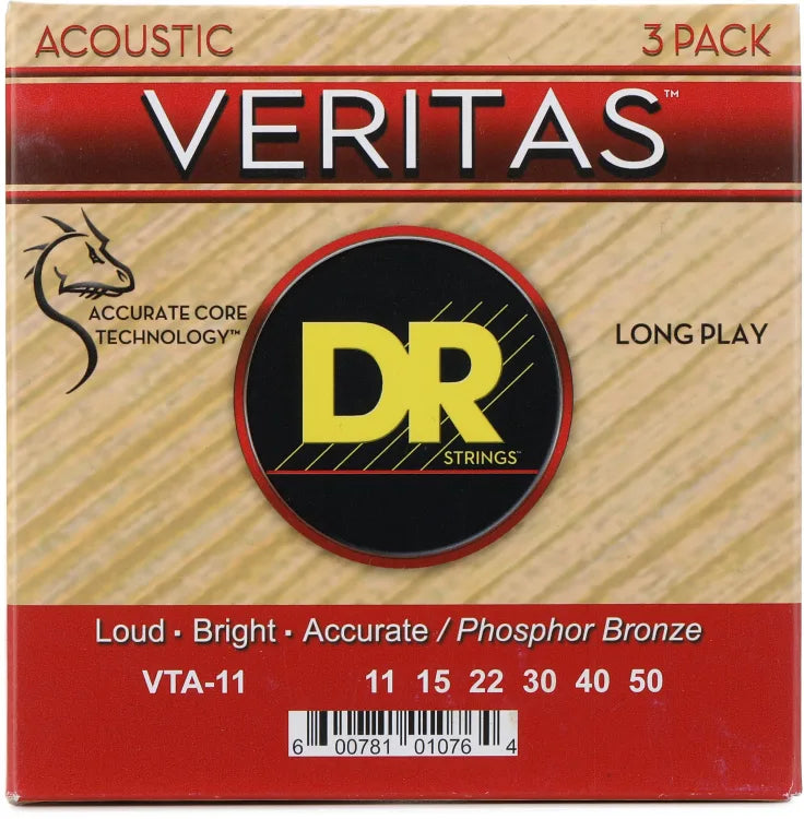 DR - Veritas Phosphor Bronze Acoustic Guitar Strings #VTA-11-3PK