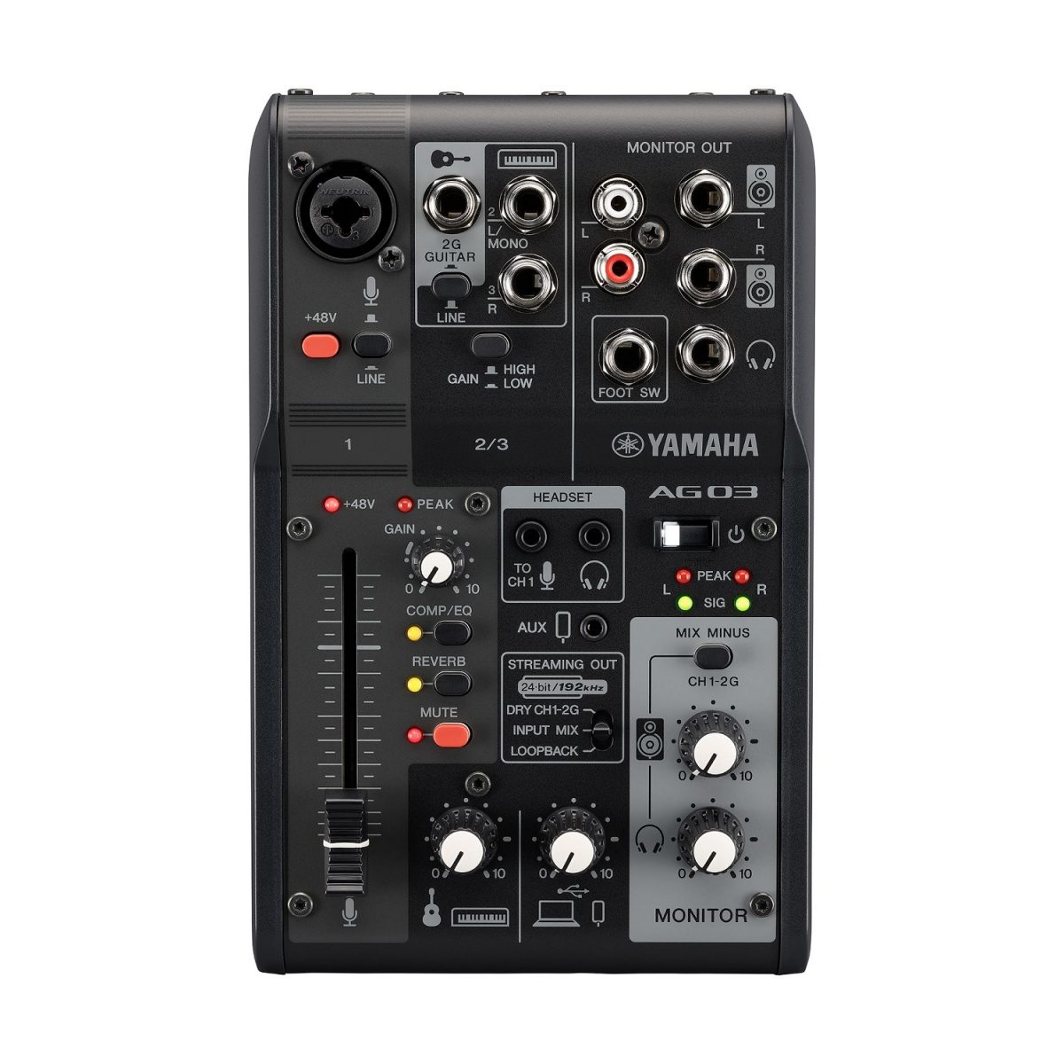 Yamaha - AG03MK2 - 3-Channel Live Streaming Loopback Audio USB Mixer