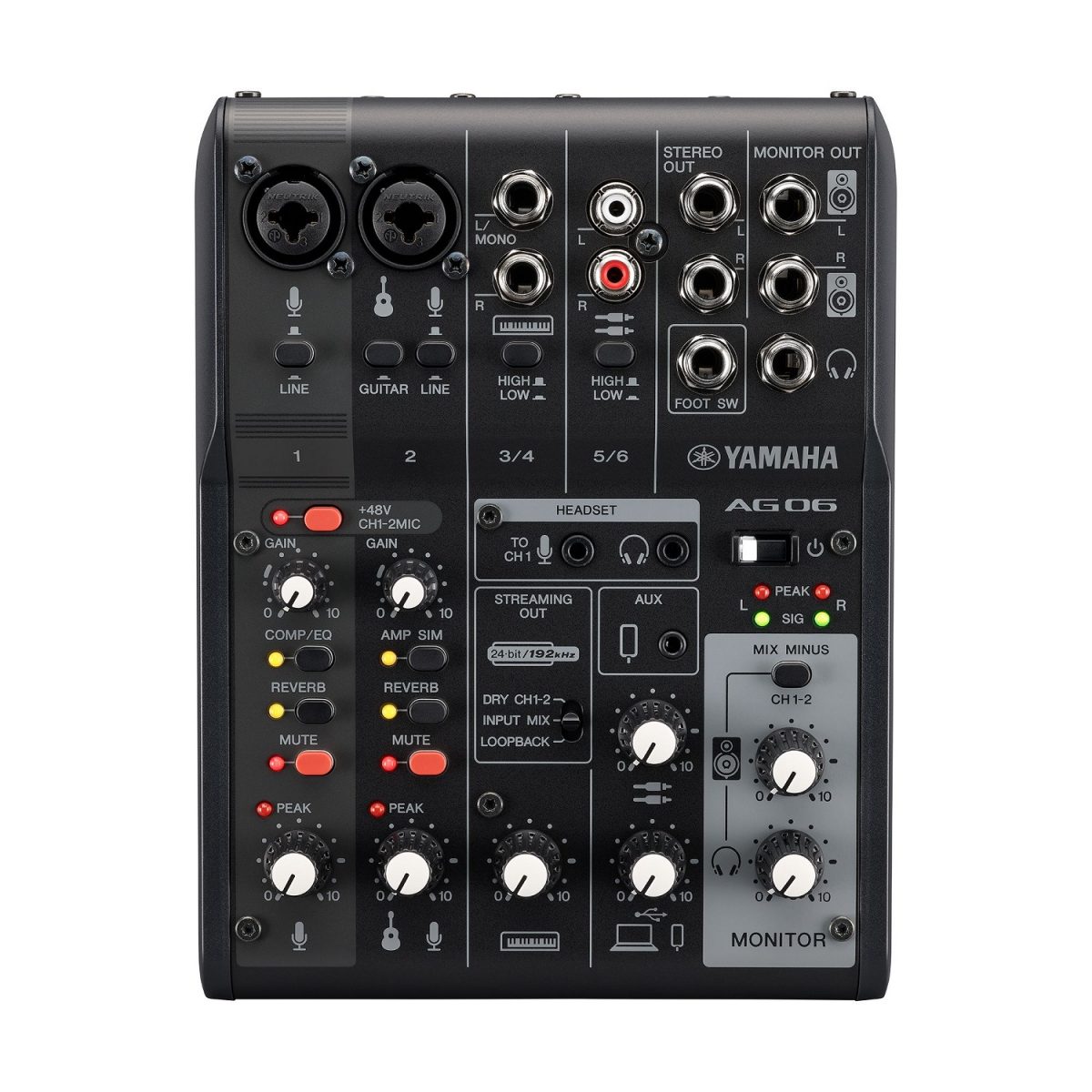 Yamaha - AG06MK2 - Live Streaming Mixer - Black